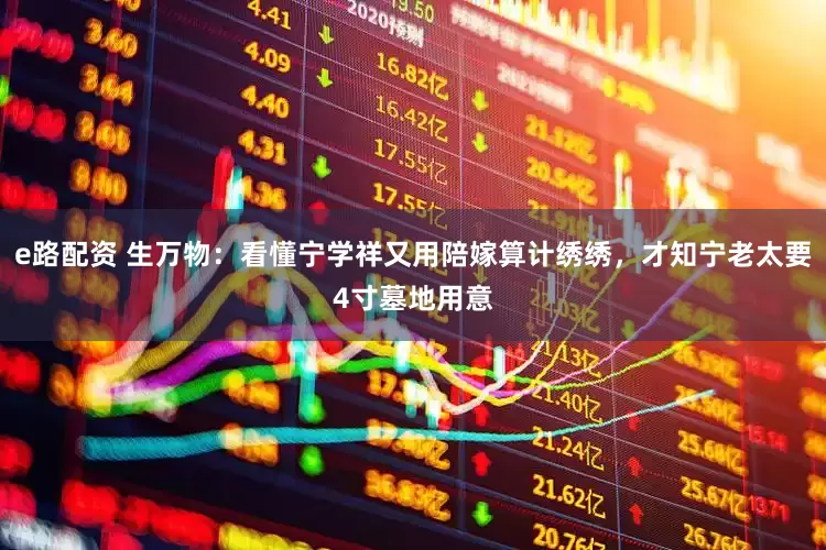 e路配资 生万物：看懂宁学祥又用陪嫁算计绣绣，才知宁老太要4寸墓地用意